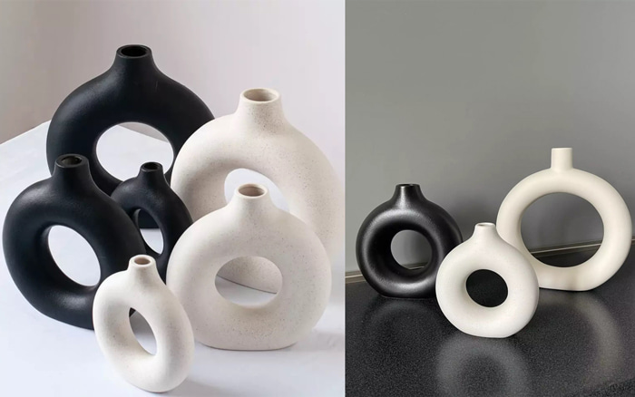 black donut vases