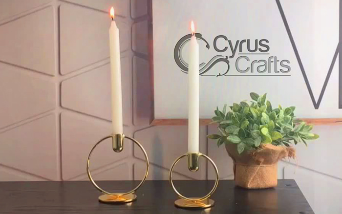 tabletop gold candle holders