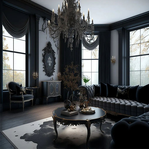 Moody Gothic Interior Design - Woodgrain