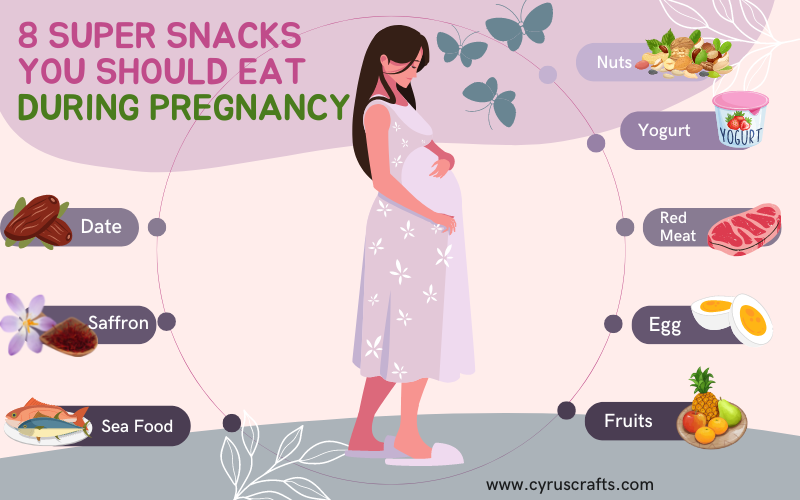 healthy snacks during pregnancy infography