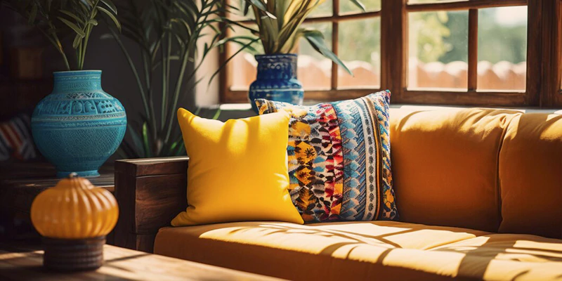 colorful throw pillows