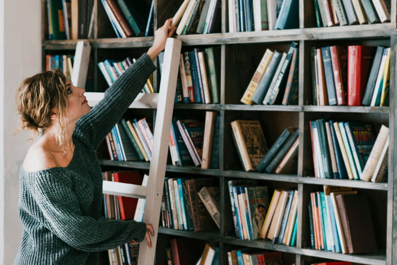 wooden bookshelf