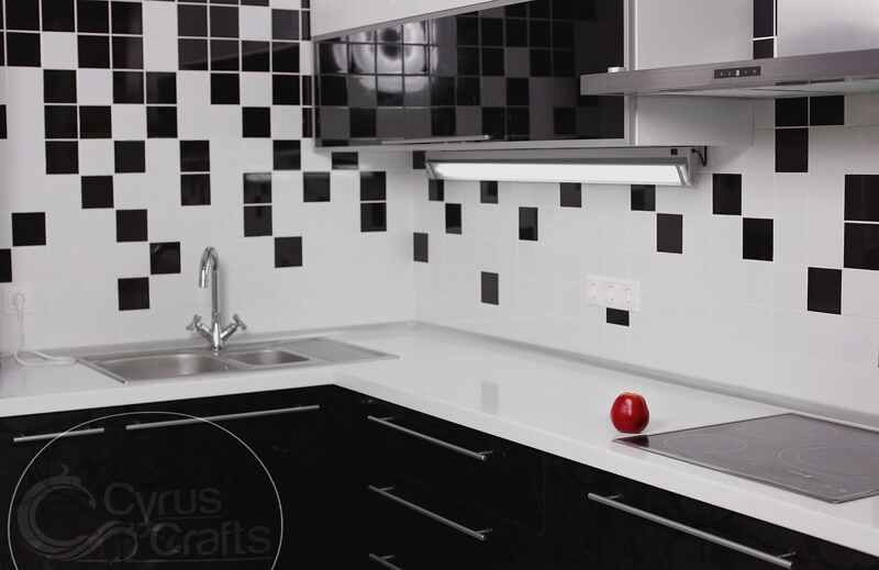 black and white kitchen wall tiles