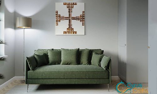 modern couch and wall art