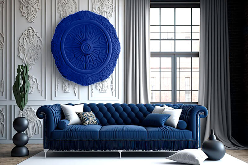 modern navy living room