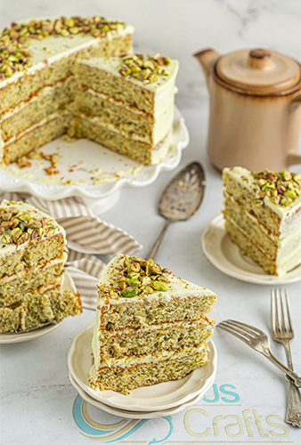 Pistachio + Cardamom Lemon Drizzle Cake - SO VEGAN