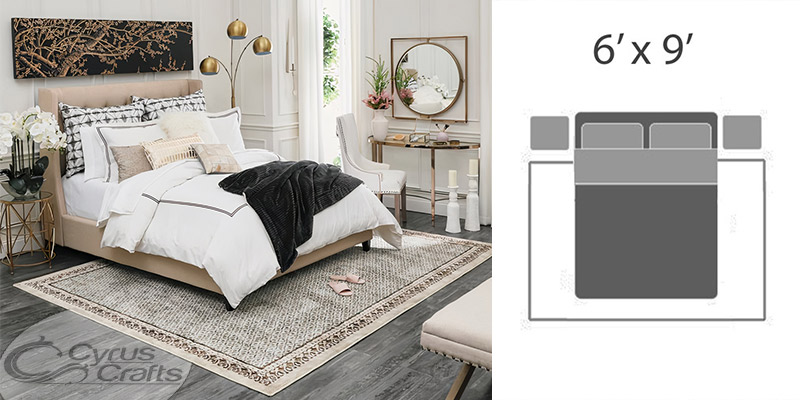 Area Rug Placement and Rug Sizes Under Queen Bed