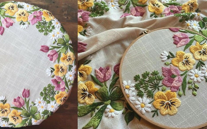 Rose embroidery patch