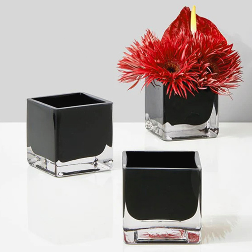 Square crystal vases