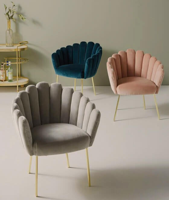 velvet single chairs