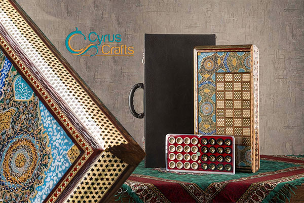 chessboard and backgammon set of Khatam Kari on wood by Persian art