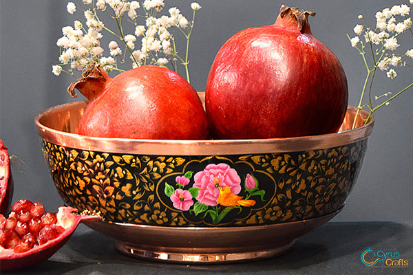 Persian copper hand painting enamel bowl