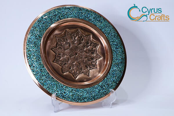 Turquoise inlay decorative plat