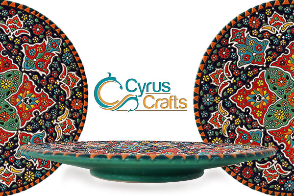 enamel decorative plate with beautiful color made from clay by Persian art