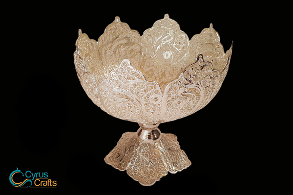 Filigree Candy Bowl Of Copper & Silver Coating