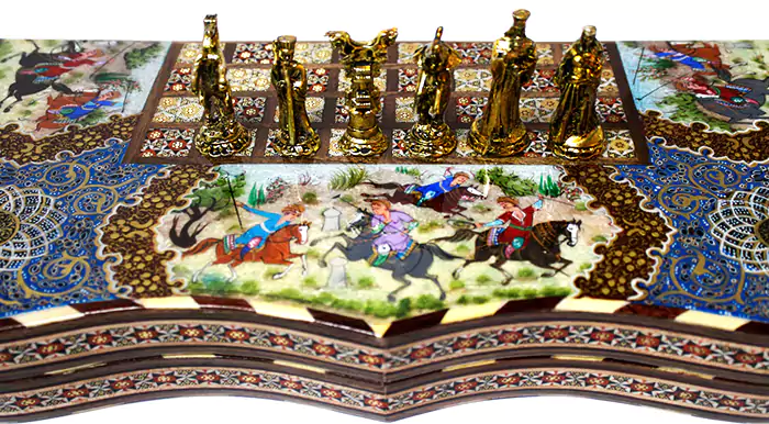 khatam kari chess and backgammon set