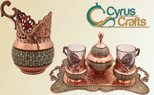 buy khatamkari tea set for two