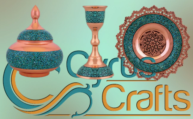 buy Persian tea set turquoise inlaying