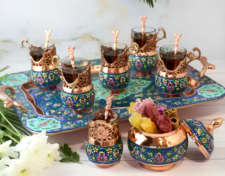 copper tea serving set