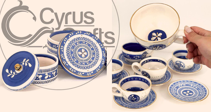Persian blue tea service set