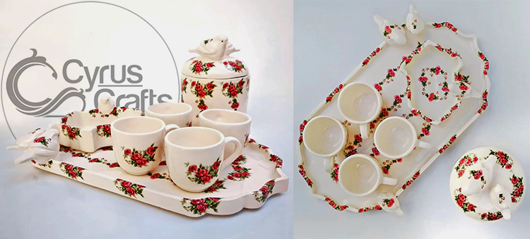 Persian rose floral tea set