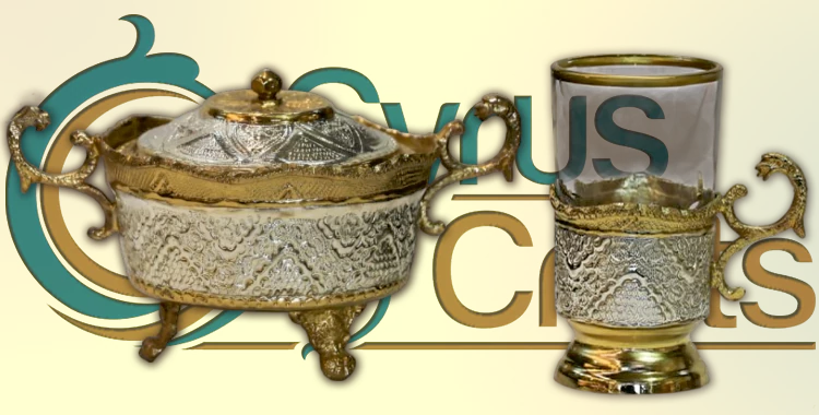 toreutics tea set golden and silver