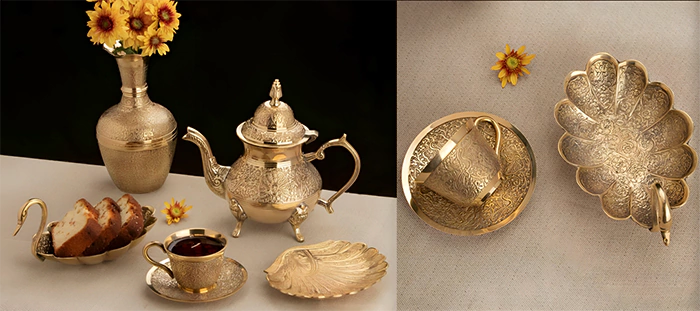 unique brass tea set