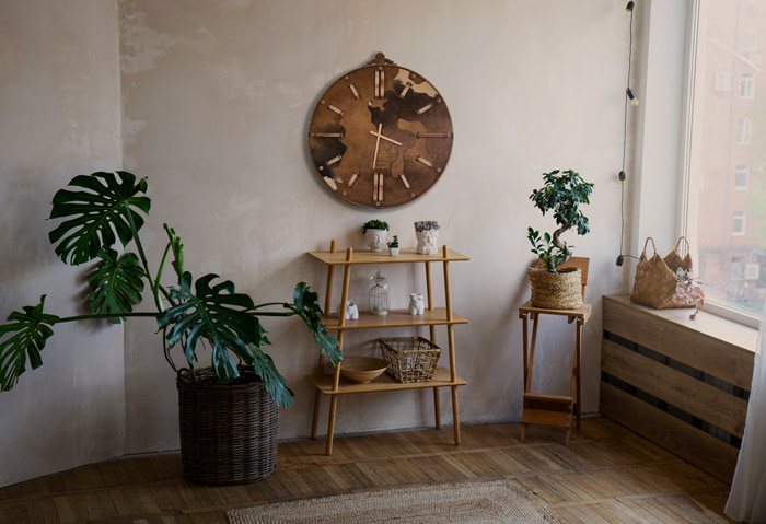 Wall clock made of horsehide