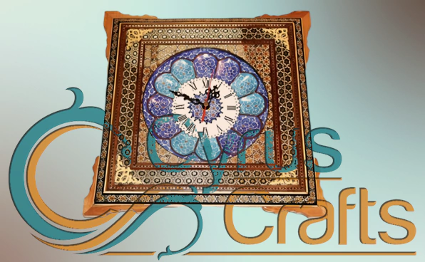 Mina Kari wall  clock with Khatam Kari frame