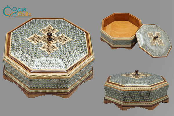 Inlaid wood candy box of handmade