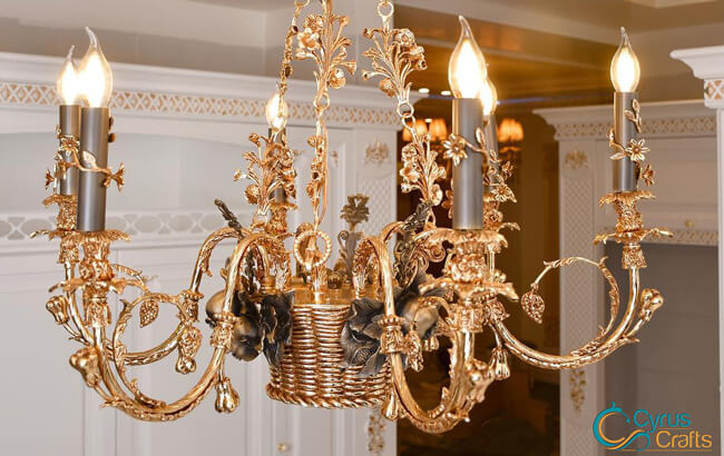 modern Golden Brass Chandelier - details