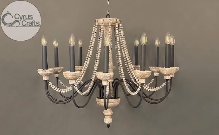 black and cream wood chandelier