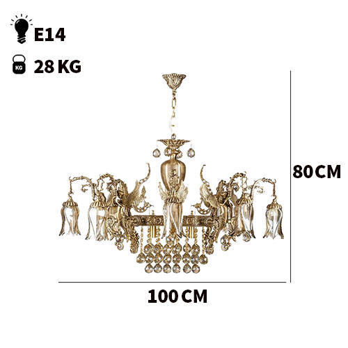 Antique High Ceiling Chandelier - dimensions