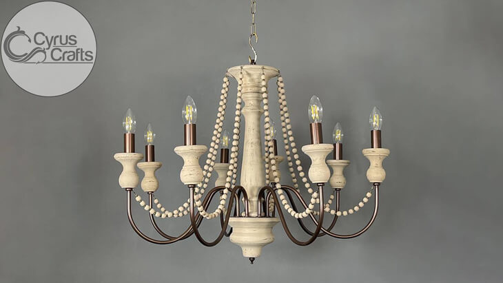 brown and ivory wood chandelier