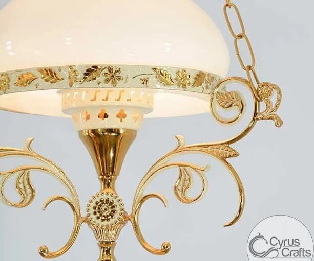 ivory and golden aluminum chandelier - details