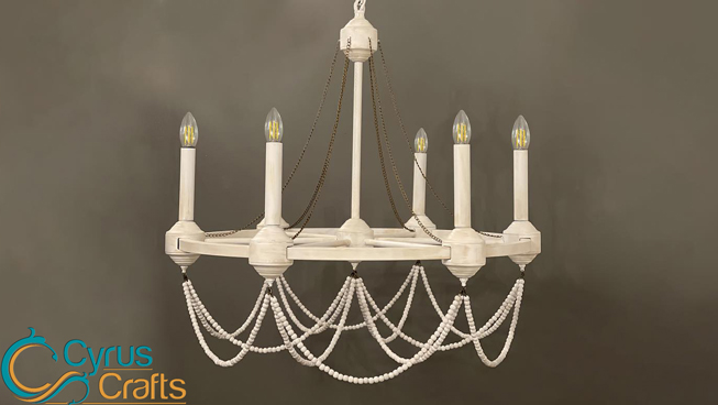 cream beaded chandelier