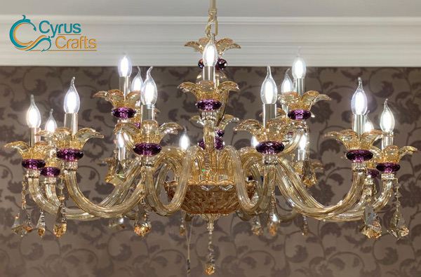crystal candle style gold chandelier