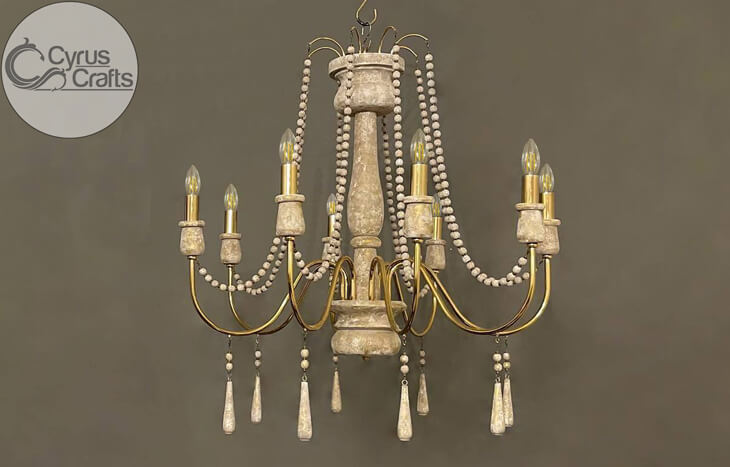 gold and cream woodcarving chandelier