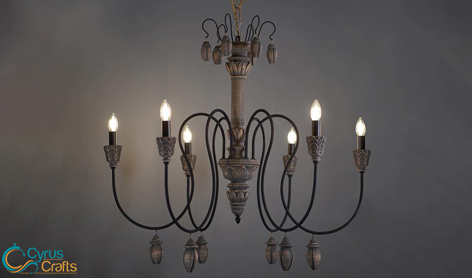 grey wooden chandelier