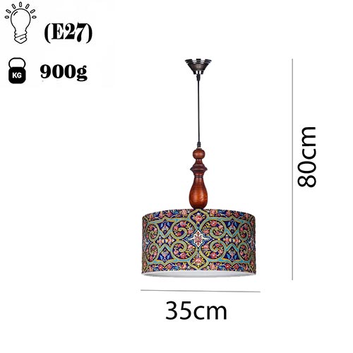 Drum Chandelier with Colorful Design - Dimensions
