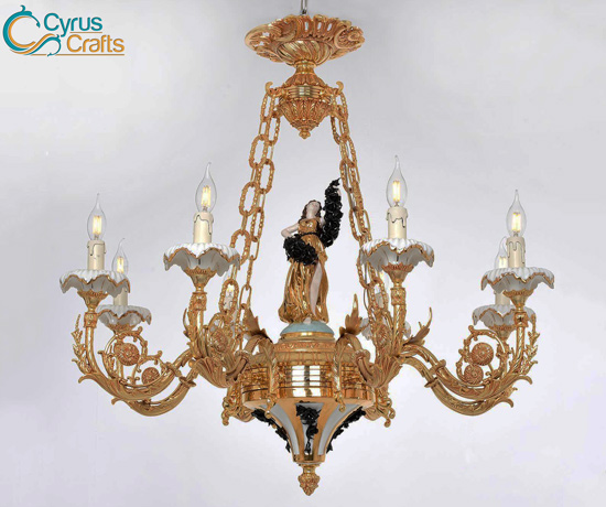 sculptural bronze chandelier