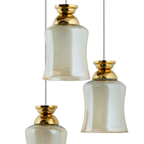 Modern White Glass Ceiling Chandelier - Golden Body