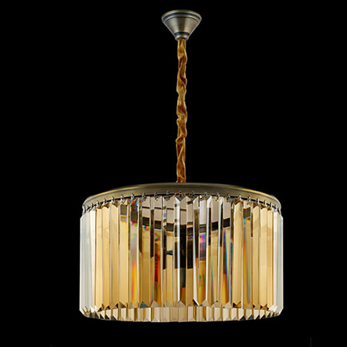 Crystal Drum Chandelier In Antique Color - dark background