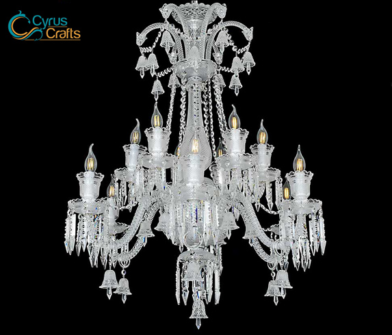 twelve-flame white crystal candle style chandelier