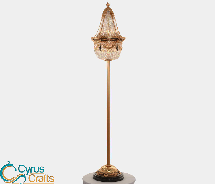 crystal beaded bronze floor lamp - white background