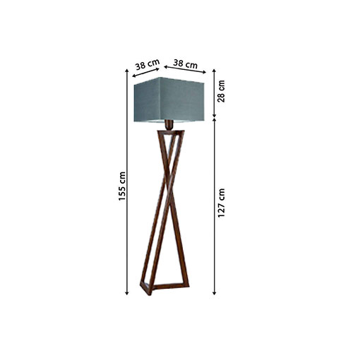 Wooden Floor Lamp Grey Standing Light - dimensions