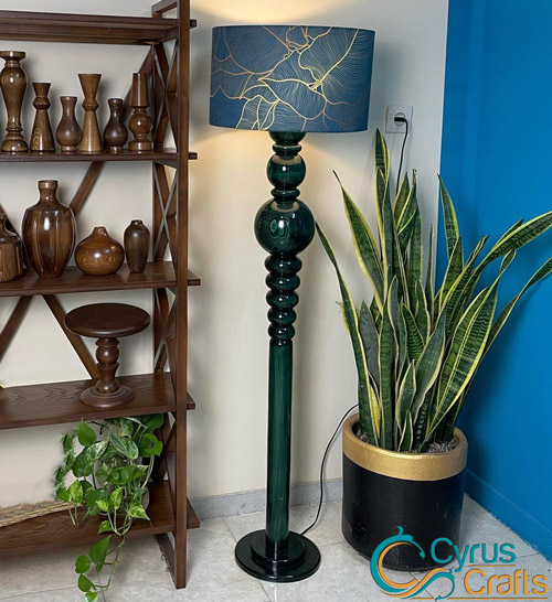 green floor lamp standing light