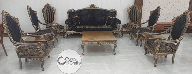 wooden carved sofa set - whole