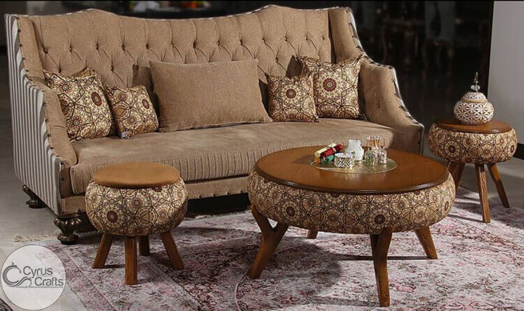 brown pouf ottoman - coffee table