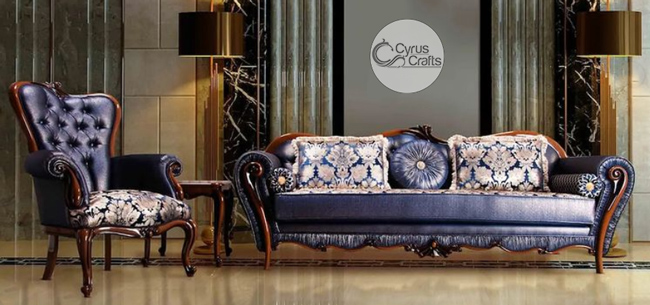 Cinereous carved wooden sofa set